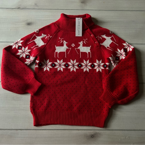 Janie and Jack Other - NWT Janie & Jack Red Holiday Snowflake Reindeer Sweater
